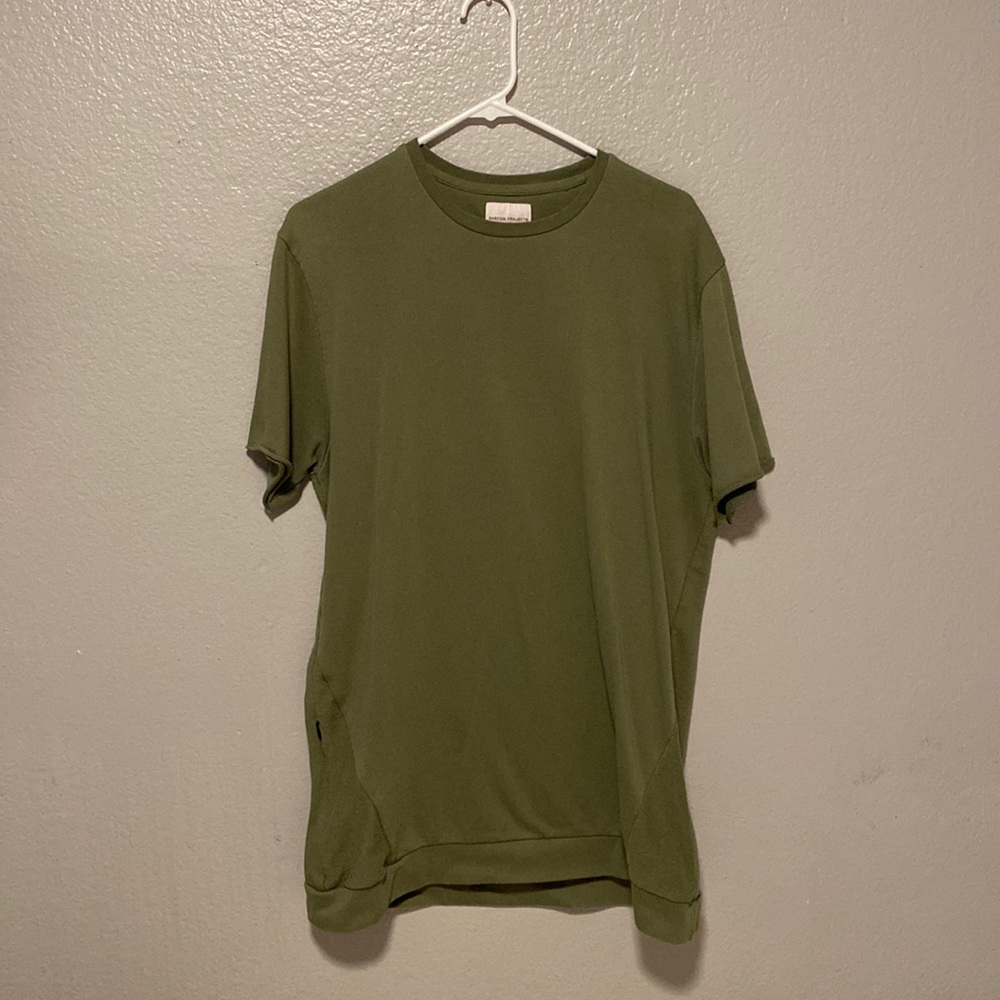 Bascom Projects Mens Shirt Large Green Knit Zipper Pocket
